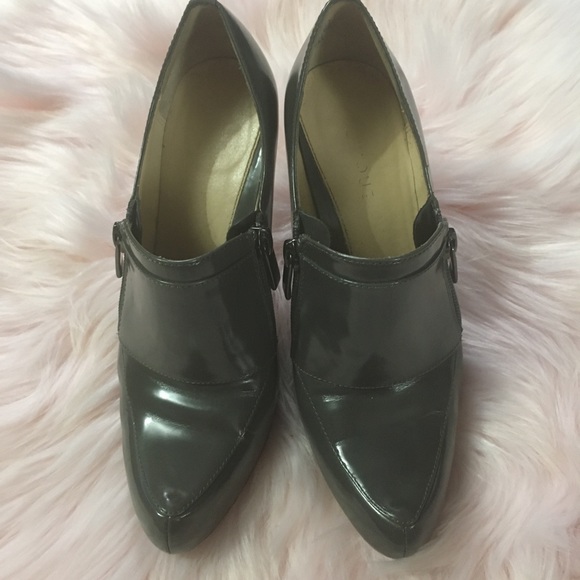 Boutique Tisha Grey Booties Nordstrom Zipper Heel Career Classic Indie Glam - Picture 5 of 9